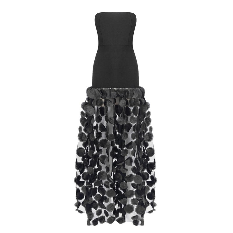 Strapless Black Circle Skirt Gown H6635