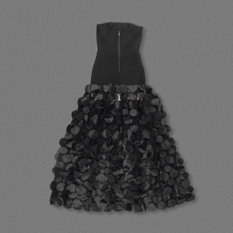 Strapless Black Circle Skirt Gown H6635