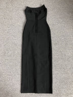 Strapless Black Crystal Embellished Maxi Dress H6678