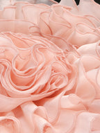 Strapless Black Gown with Pink Ruffle Skirt H7102