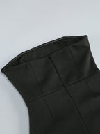 Strapless Black Gown with Pink Ruffle Skirt H7102