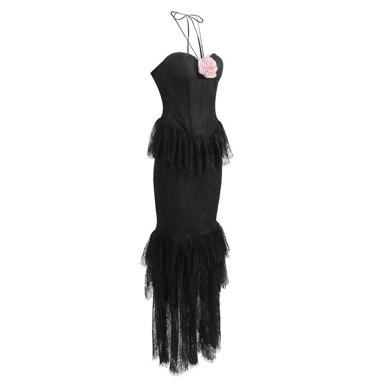 Strapless Black Lace Mermaid Gown H6691
