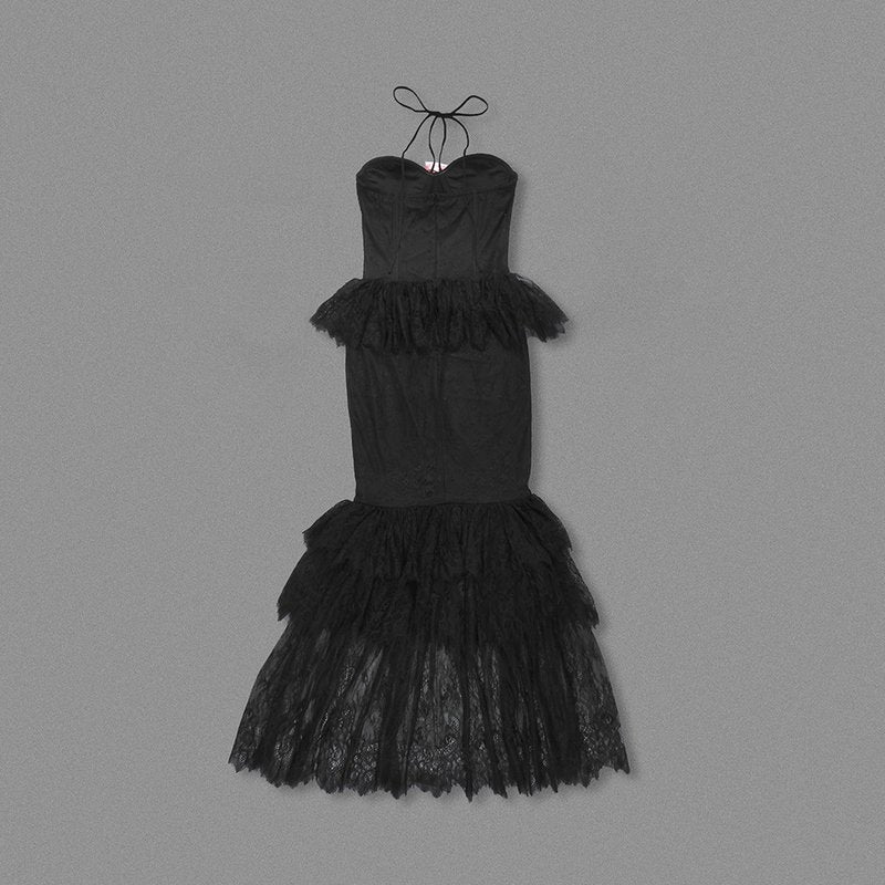 Strapless Black Lace Mermaid Gown H6691