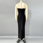 Strapless Black White Bow Midi Dress H6813