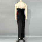 Strapless Black White Bow Midi Dress H6813