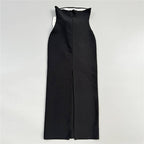 Strapless Black White Bow Midi Dress H6813