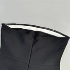 Strapless Black White Bow Midi Dress H6813