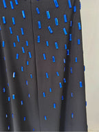 Strapless Blue Beaded Black Gown H6745