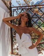 Strapless Bow Front Midi Dress H5321