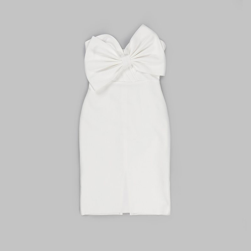 Strapless Bow Front Midi Dress H5321