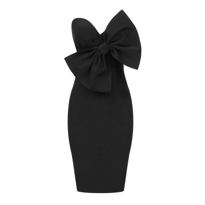 Strapless Bow Front Midi Dress H5321