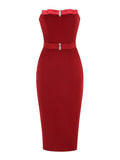 Strapless Bow Red Bandage Dress H6682