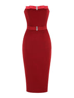 Strapless Bow Red Bandage Dress H6682