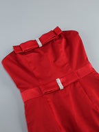 Strapless Bow Red Bandage Dress H6682