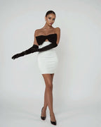 Strapless Bow White Bandage Dress H5806