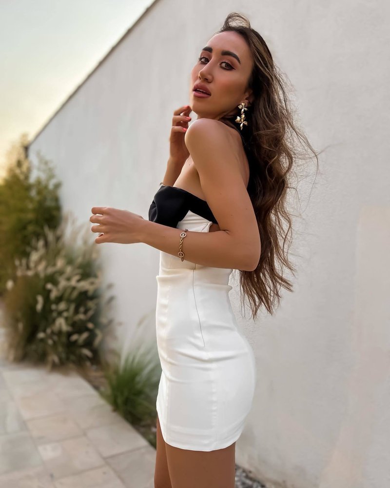 Strapless Bow White Bandage Dress H5806
