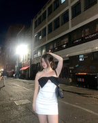 Strapless Bow White Bandage Dress H5806