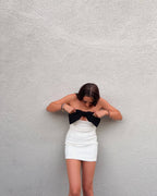 Strapless Bow White Bandage Dress H5806