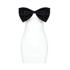 Strapless Bow White Bandage Dress H5806