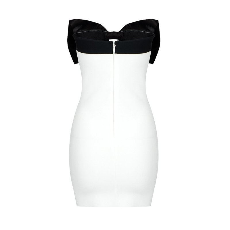 Strapless Bow White Bandage Dress H5806