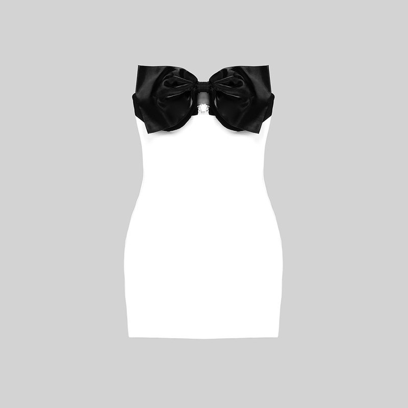 Strapless Bow White Bandage Dress H5806