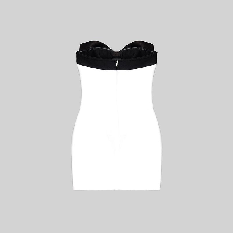 Strapless Bow White Bandage Dress H5806
