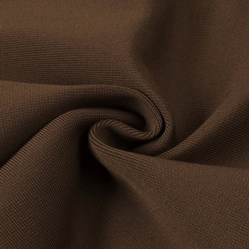 Strapless Brown Ribbed Maxi Dress H6888