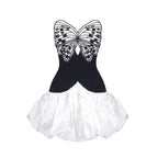 Strapless Butterfly Print Mini Dress H6654