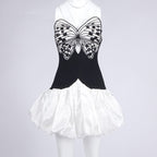 Strapless Butterfly Print Mini Dress H6654