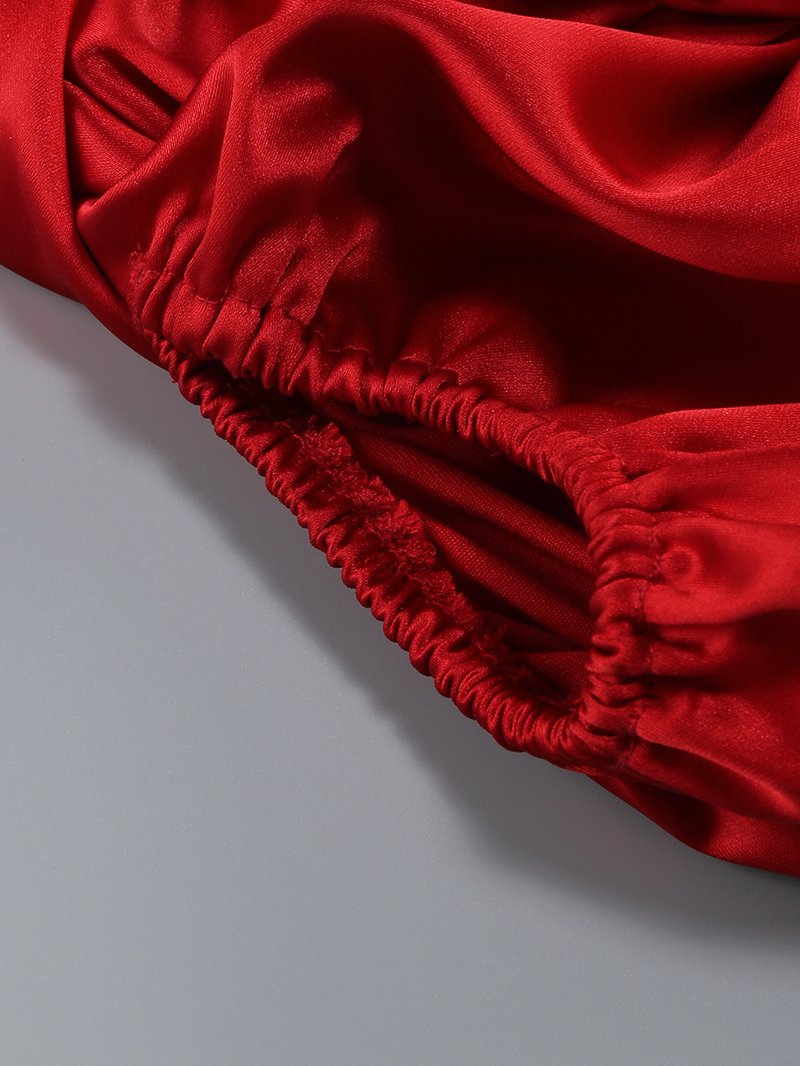 Strapless Corset Back Red Satin Gown H6680
