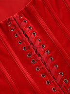 Strapless Corset Back Red Satin Gown H6680