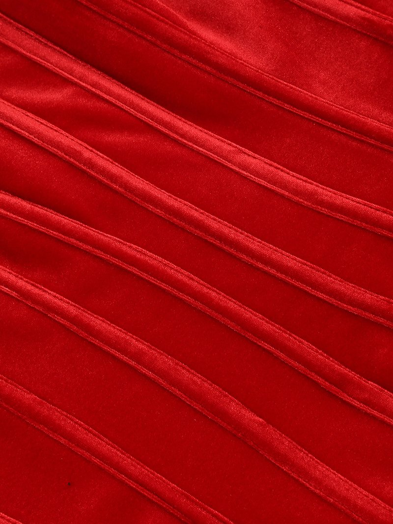 Strapless Corset Back Red Satin Gown H6680