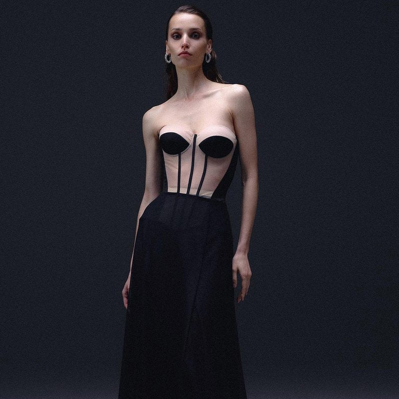 Strapless Corset Maxi Dress H6214