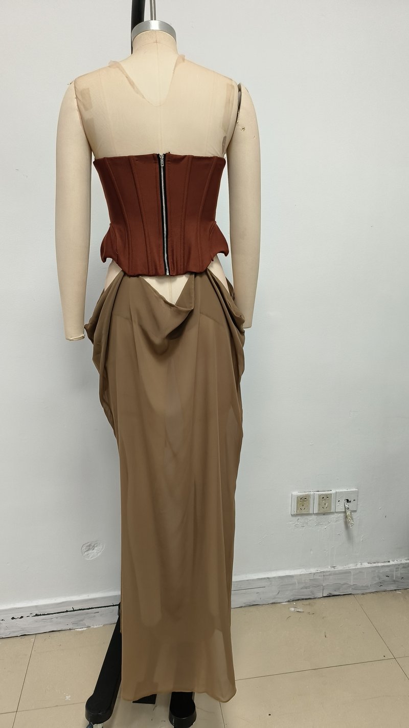 Strapless Corset Maxi Dress H6758