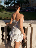 Strapless Corset Ruffle Mini Dress H6504
