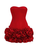 Strapless Corset Ruffle Mini Dress H6504