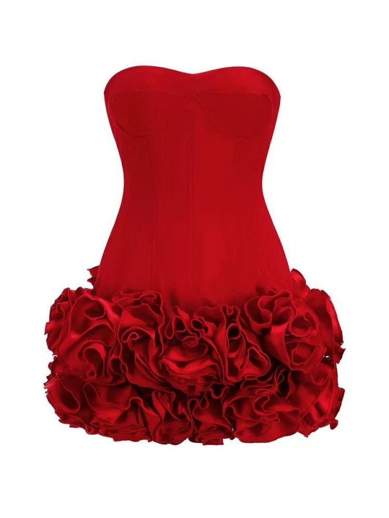 Strapless Corset Ruffle Mini Dress H6504
