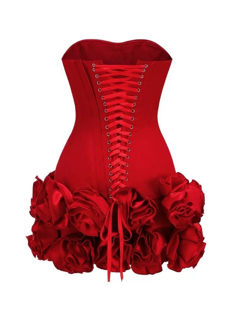Strapless Corset Ruffle Mini Dress H6504
