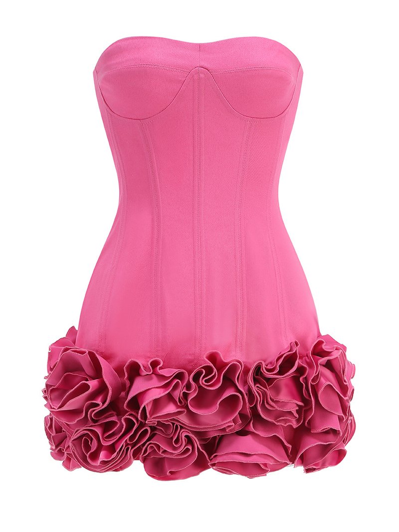 Strapless Corset Ruffle Mini Dress H6504