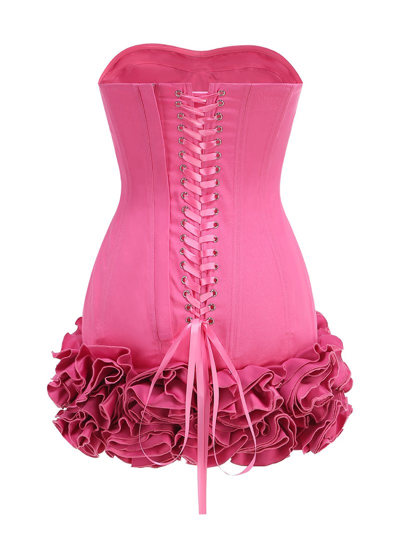 Strapless Corset Ruffle Mini Dress H6504