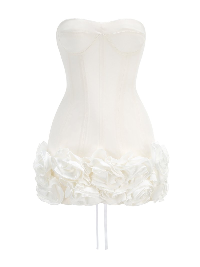 Strapless Corset Ruffle Mini Dress H6504