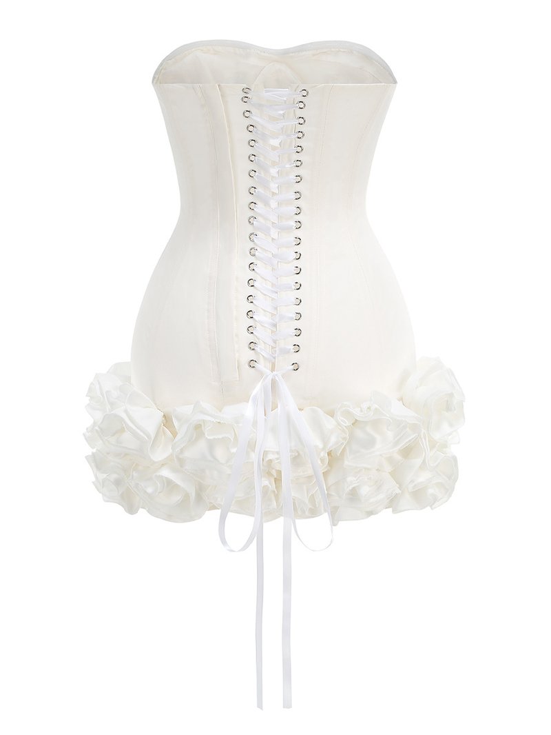 Strapless Corset Ruffle Mini Dress H6504
