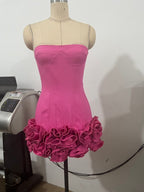 Strapless Corset Ruffle Mini Dress H6504