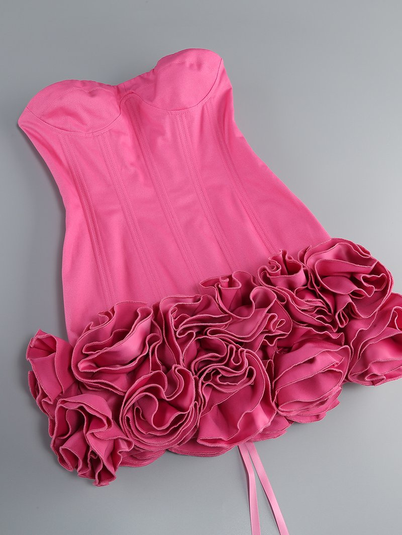 Strapless Corset Ruffle Mini Dress H6504