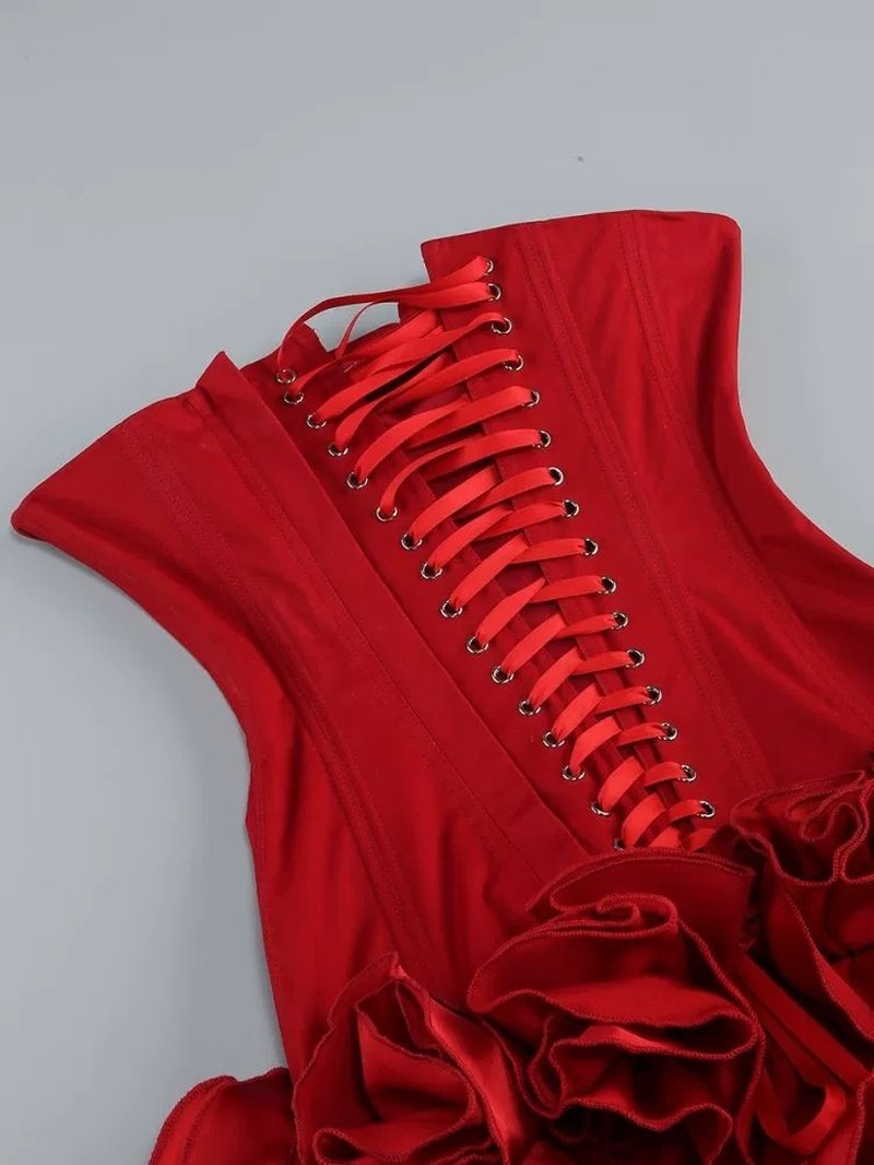 Strapless Corset Ruffle Mini Dress H6504