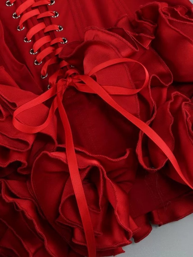 Strapless Corset Ruffle Mini Dress H6504