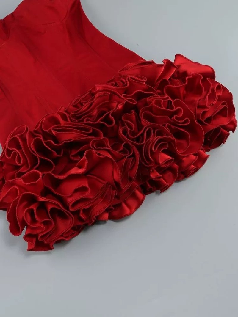 Strapless Corset Ruffle Mini Dress H6504