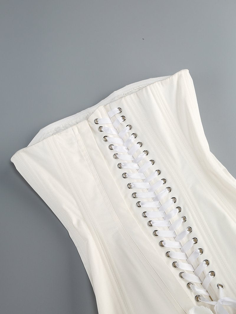 Strapless Corset Ruffle Mini Dress H6504