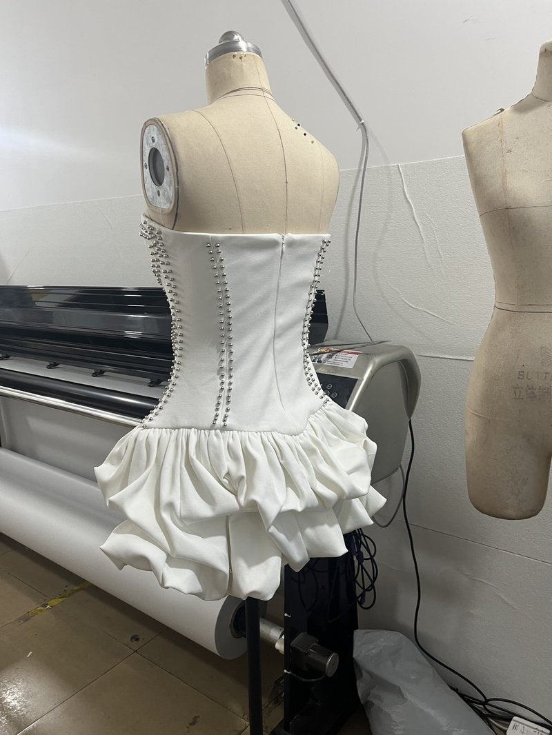 Strapless Corset Ruffle Mini Dress H7144