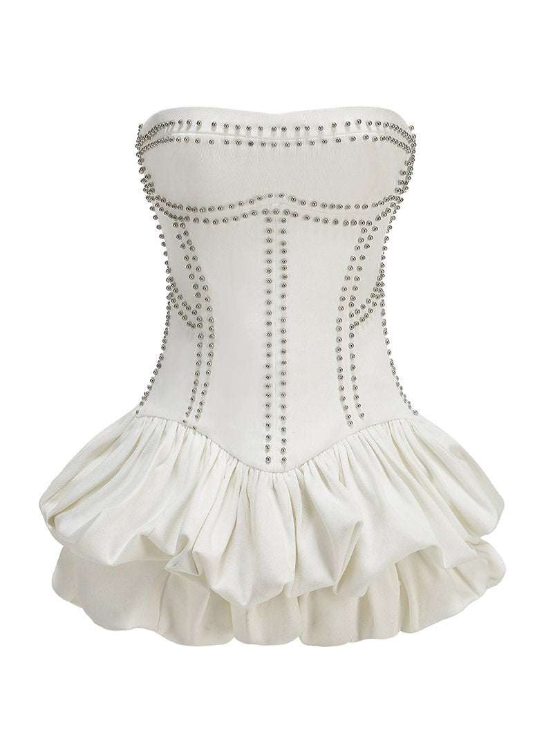 Strapless Corset Ruffle Mini Dress H7144